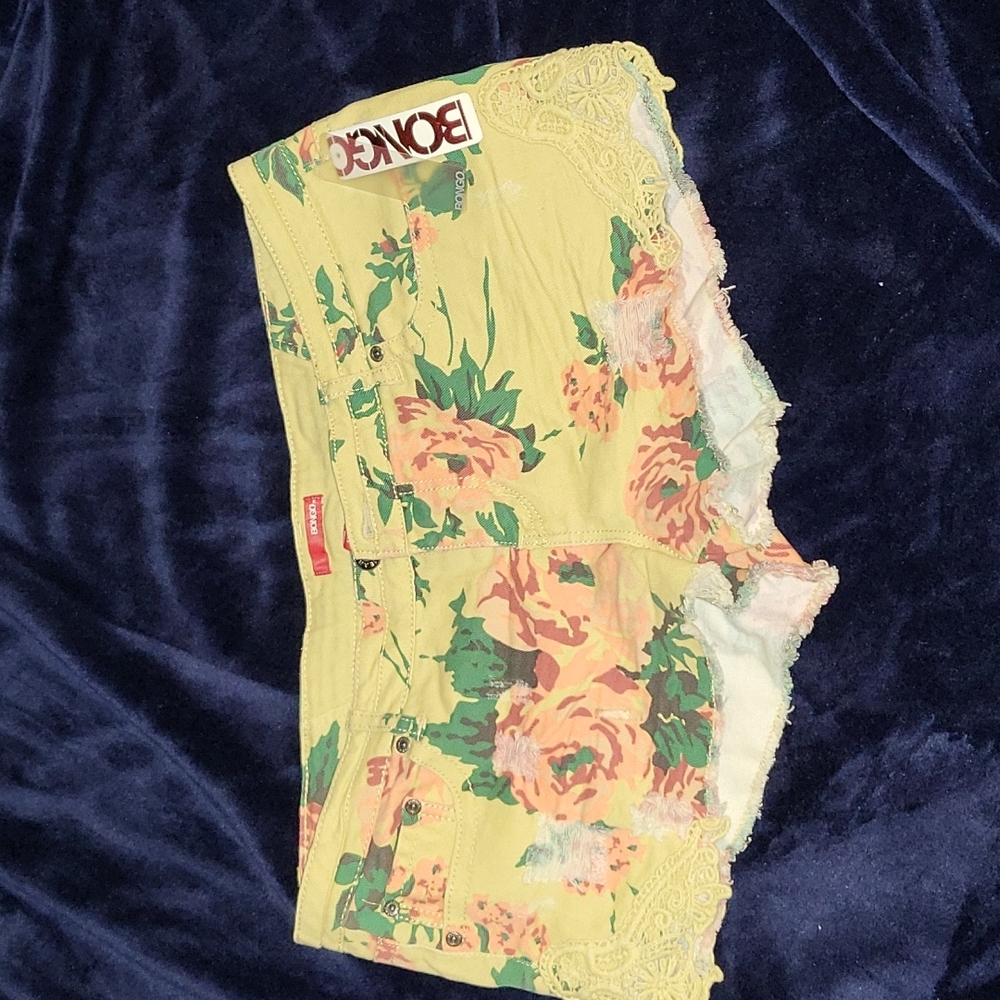 Denim Floral Shorts